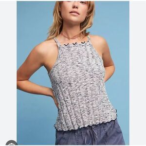 Anthropologie Akemi + Kin Kaden Ribbed Tank Gray Large NEW